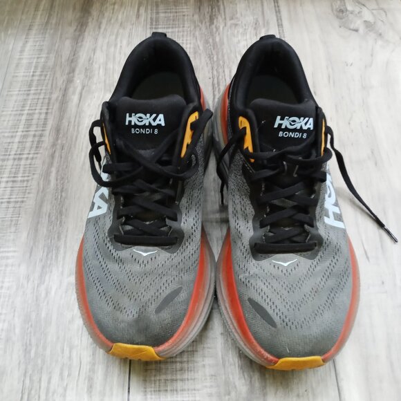 HOKA One One Bondi Men's 10.5 D Shoes Gray Orange - Picture 3 of 11
